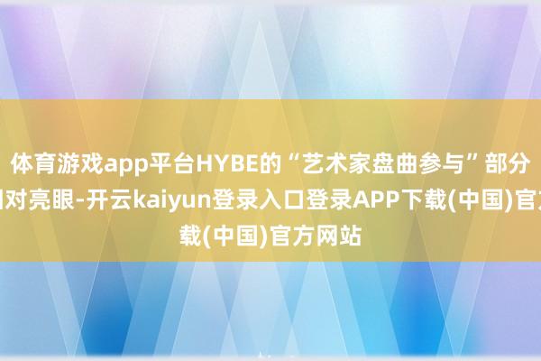 体育游戏app平台HYBE的“艺术家盘曲参与”部分施展相对亮眼-开云kaiyun登录入口登录APP下载(中国)官方网站
