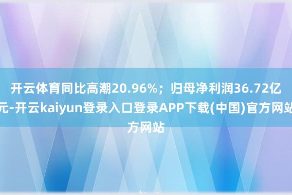 开云体育同比高潮20.96%；归母净利润36.72亿元-开云kaiyun登录入口登录APP下载(中国)官方网站